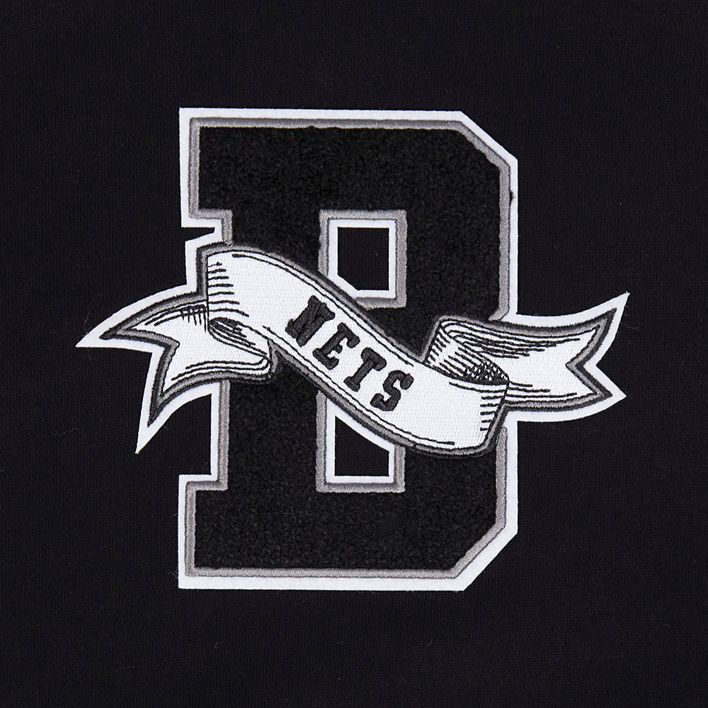 NBA BROOKLYN NETS TEAM PENNANTS MEN'S RIB FLEECE PULLOVER HOODIE (BLACK/GRAY) - Image 7