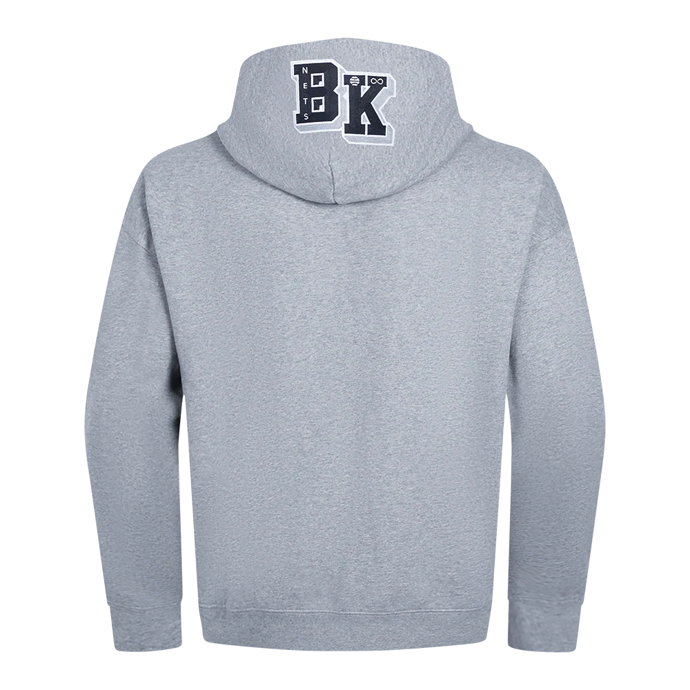 NBA BROOKLYN NETS CITY SIGNATURE MEN'S DROP SHOULDER FLC PO HOODIE (DARK HEATHER GRAY) - Image 3