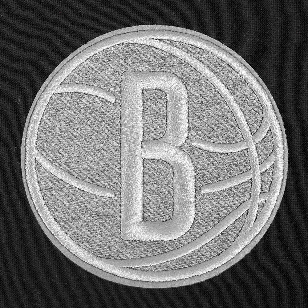 NBA BROOKLYN NETS REVERSE FRENCH TERRY MEN'S DROP SHOULDER FLC PO HO (BLACK) - Image 5