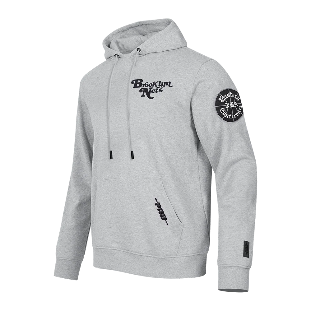 NBA BROOKLYN NETS SOUVENIR MEN'S FLEECE PULLOVER HOODIE (HEATHER GREY) - Image 2