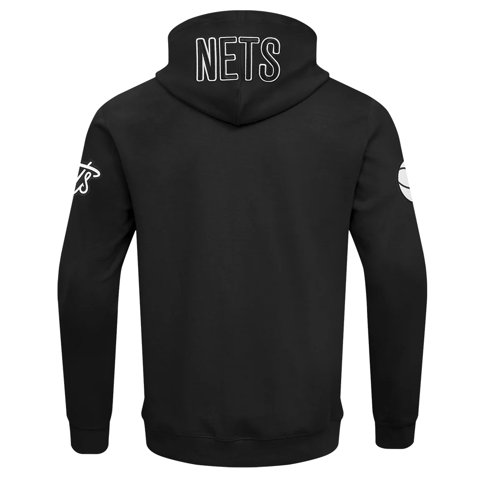 NBA BROOKLYN NETS CLASSIC WIND SUIT MEN'S WOVEN FULL ZIP PULLOVER HOODIE (BLACK) - Image 3