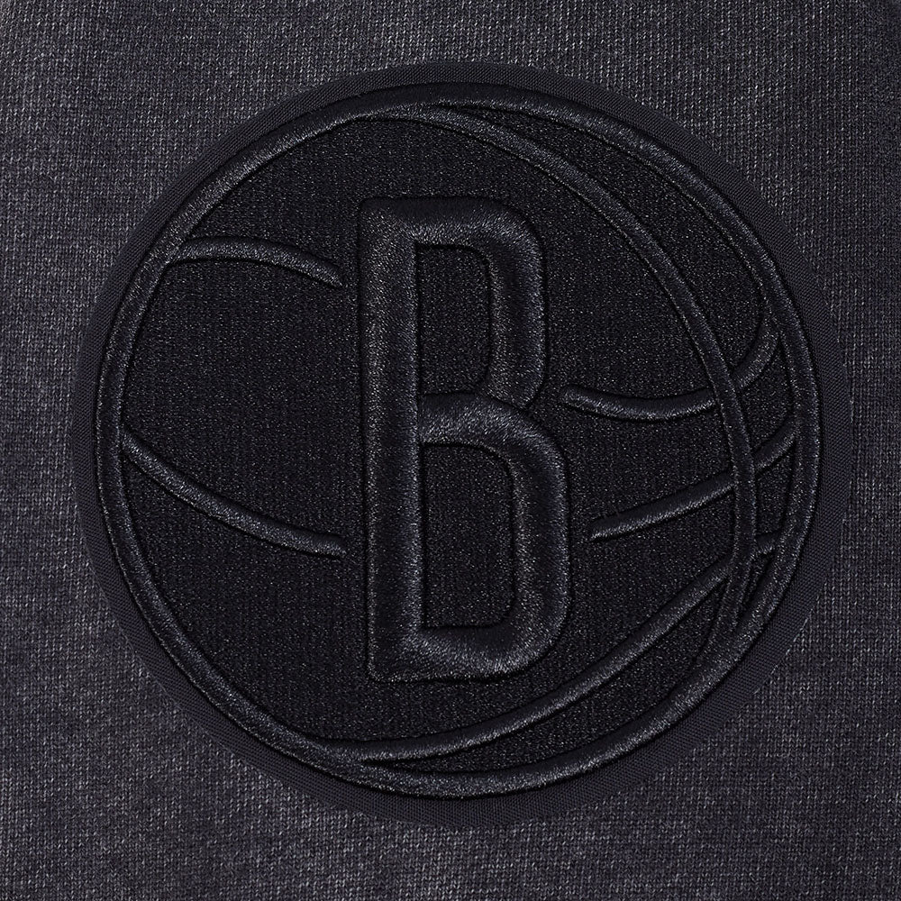 NBA BROOKLYN NETS WASHED CLASSIC MEN'S ENZYME WASH DROP SHOULDER FT (WASHED BLACK) - Image 5