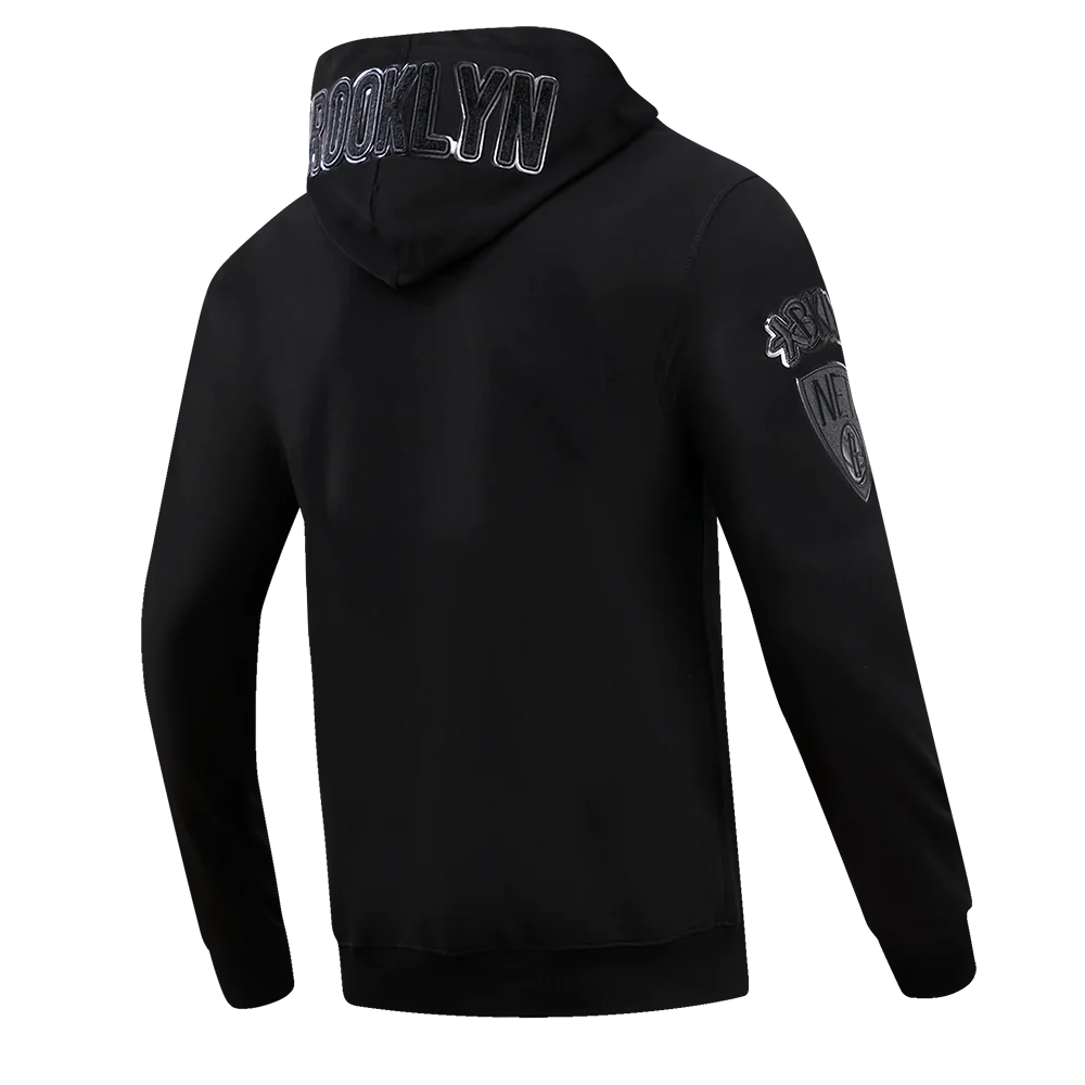 NBA BROOKLYN NETS TRIPLE BLACK ZIPPER HOODIE  (BLACK) - Image 4