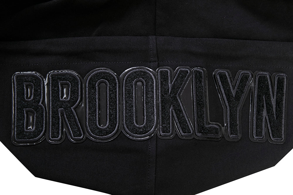 NBA BROOKLYN NETS TRIPLE BLACK ZIPPER HOODIE  (BLACK) - Image 5