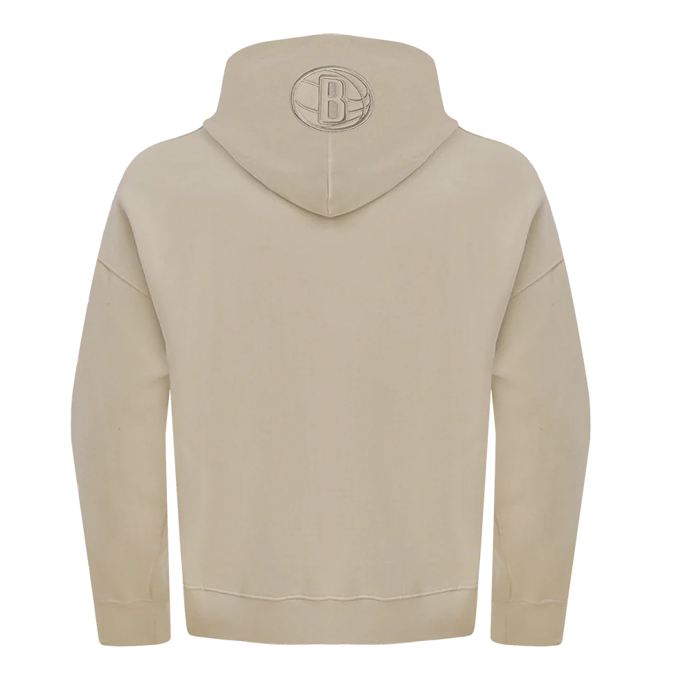 NBA BROOKLYN NETS NEUTRAL DROP SHOULDER FLEECE PULLOVER HOODIE (TAUPE) - Image 4