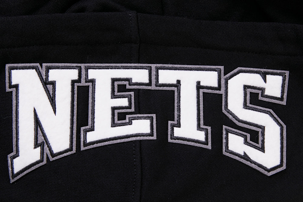 NBA BROOKLYN NETS CREST EMBLEM MEN'S RIB PO HOODIE (BLACK/GRAY) - Image 5