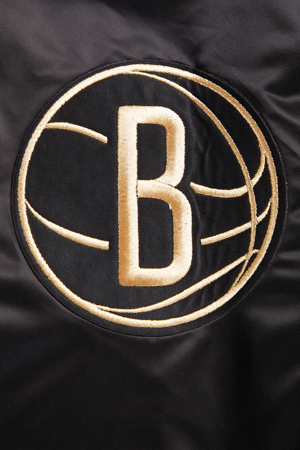 NBA BROOKLYN NETS GOLD LOGO SATIN JACKET (BLACK) - Image 5