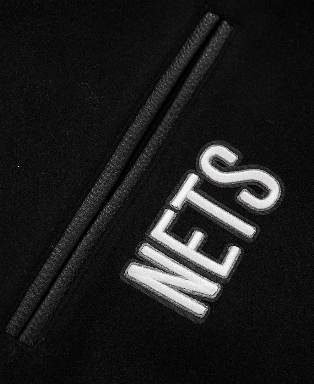 NBA BROOKLYN NETS CLASSIC WOOL MEN'S VARSITY JACKET (BLACK) - Image 6