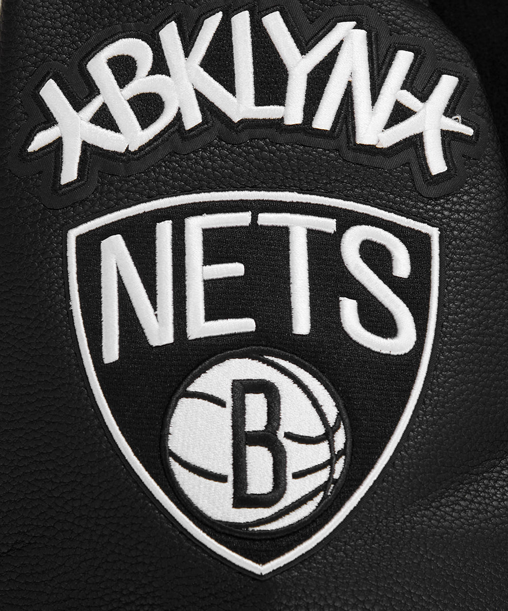 NBA BROOKLYN NETS CLASSIC WOOL MEN'S VARSITY JACKET (BLACK) - Image 8