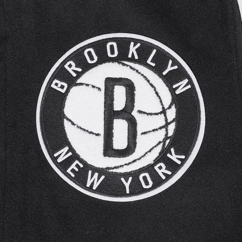 NBA BROOKLYN NETS CLASSIC WOOL MEN'S VARSITY JACKET (BLACK/WHITE) - Image 5