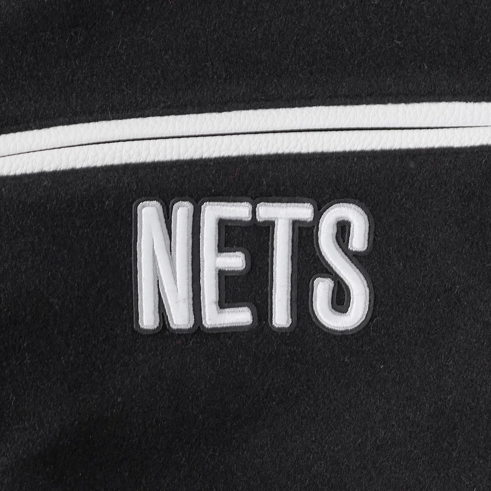NBA BROOKLYN NETS CLASSIC WOOL MEN'S VARSITY JACKET (BLACK/WHITE) - Image 6