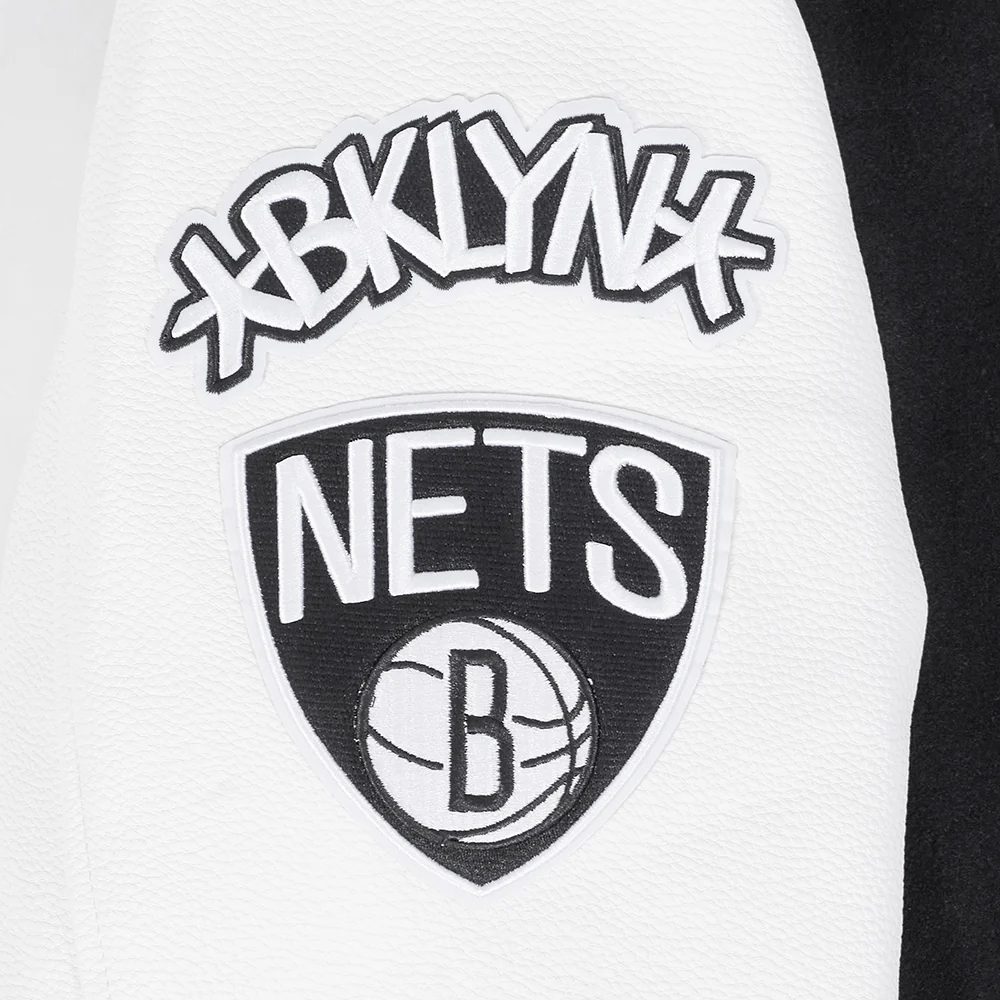 NBA BROOKLYN NETS CLASSIC WOOL MEN'S VARSITY JACKET (BLACK/WHITE) - Image 7
