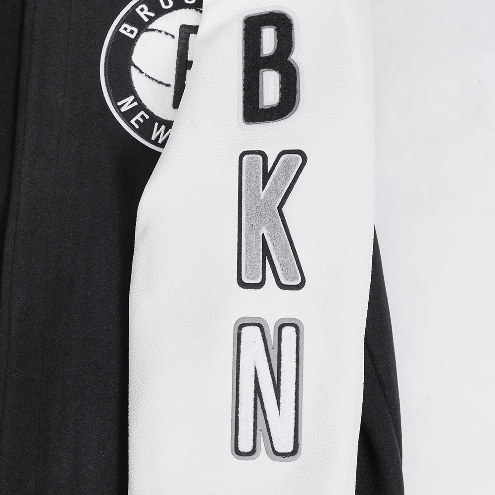NBA BROOKLYN NETS CLASSIC WOOL MEN'S VARSITY JACKET (BLACK/WHITE) - Image 8