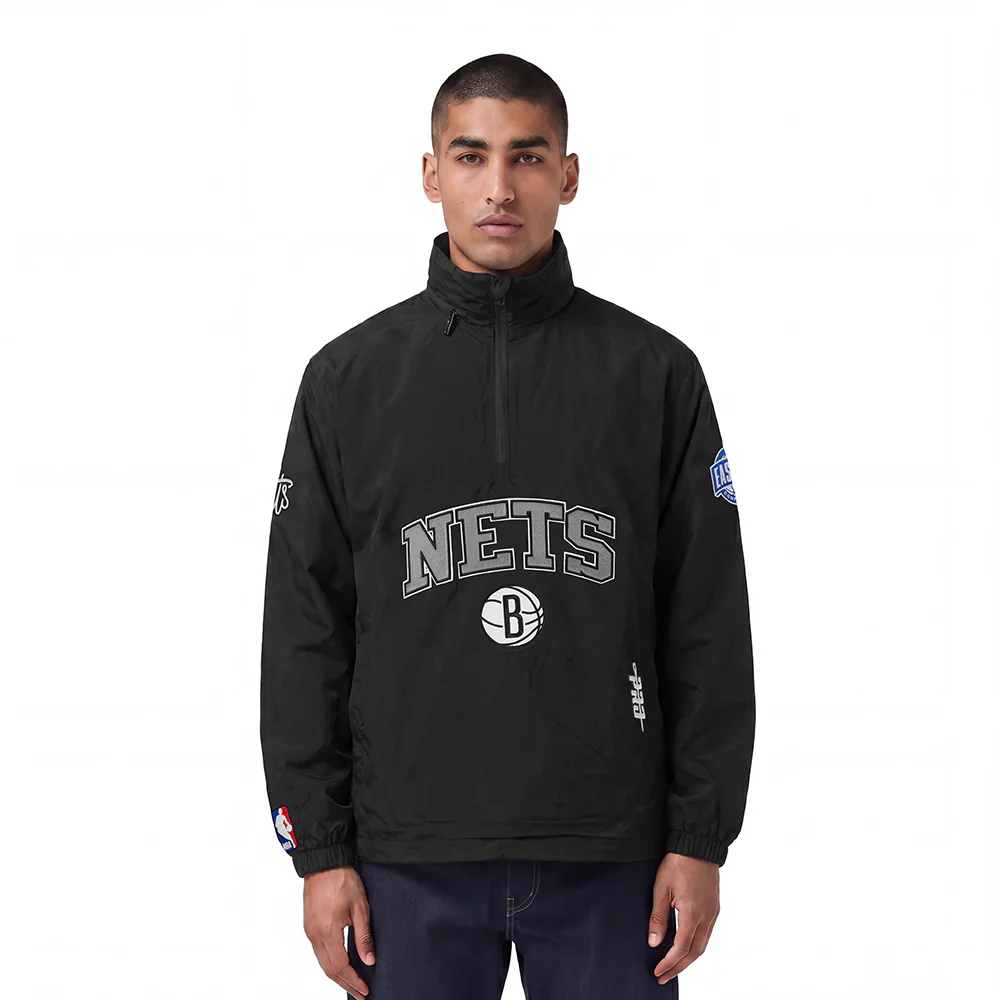 NBA BROOKLYN NETS PRE GAME MEN'S JACKET (BLACK)