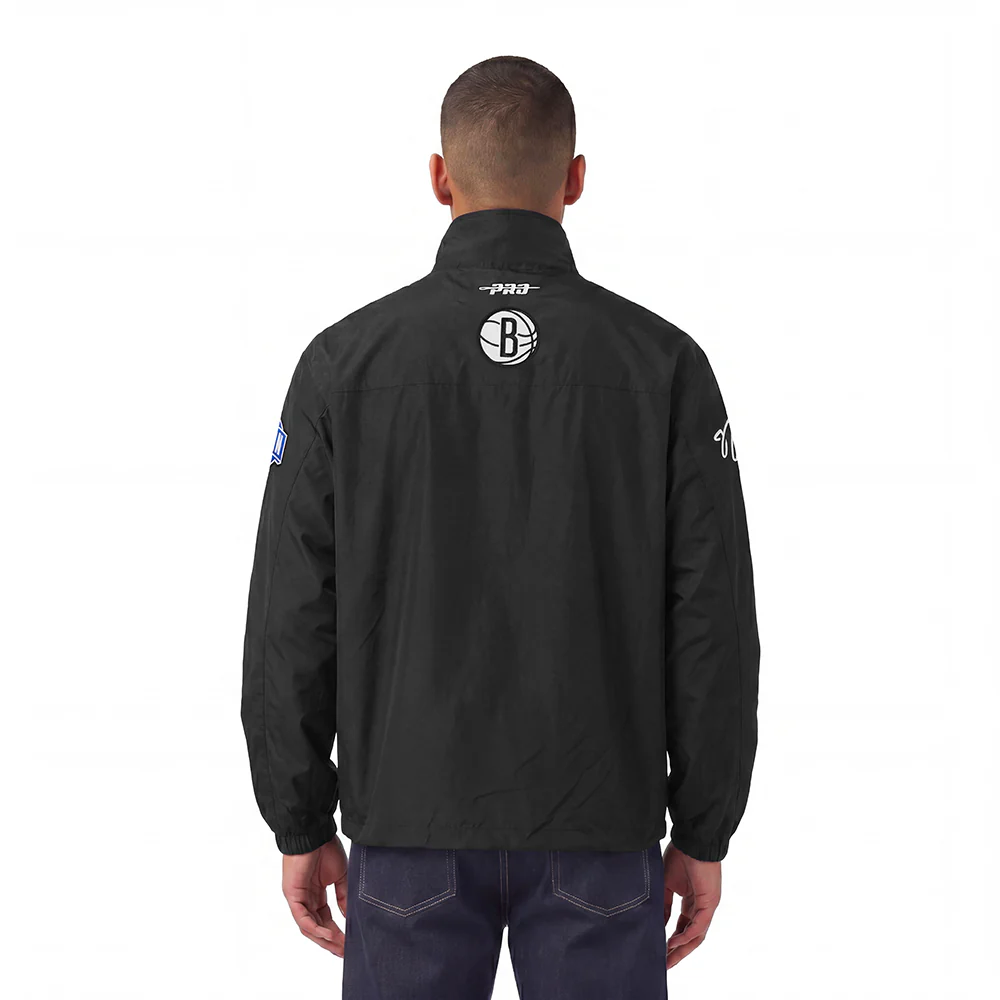 NBA BROOKLYN NETS PRE GAME MEN'S JACKET (BLACK) - Image 3