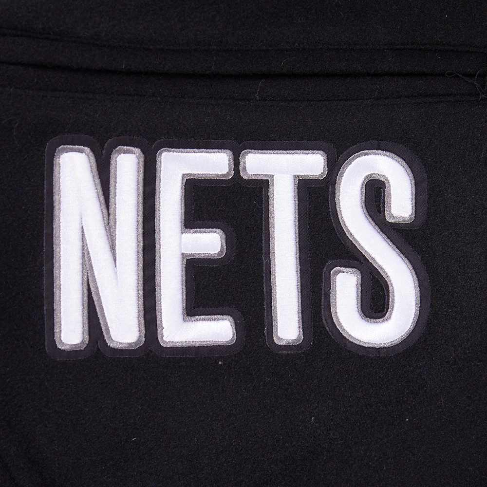 NBA BROOKLYN NETS CREST EMBLEM RIB WOOL VARSITY JACKET (BLACK/GRAY) - Image 8