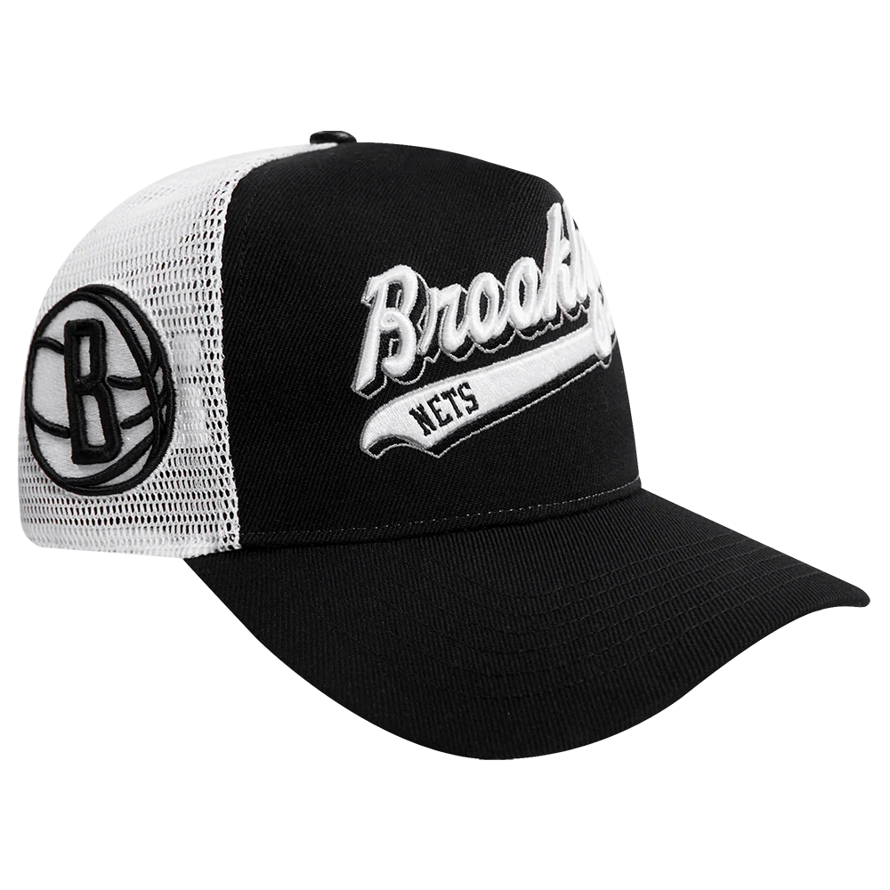 NBA BROOKLYN NETS SCRIPT TAIL TRUCKER HAT (BLACK) - Image 2