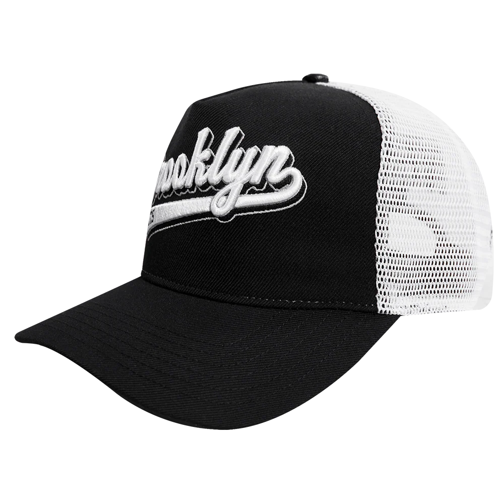 NBA BROOKLYN NETS SCRIPT TAIL TRUCKER HAT (BLACK) - Image 3