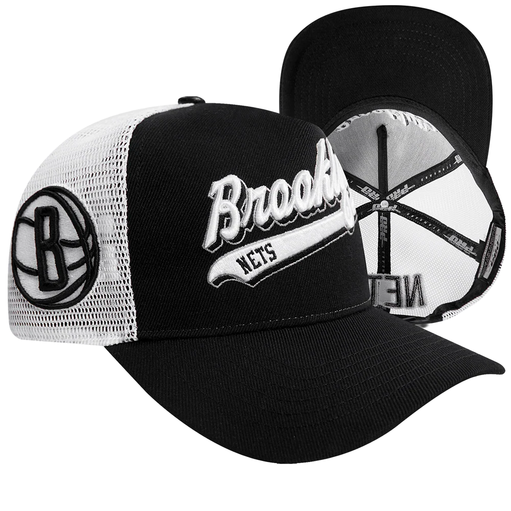NBA BROOKLYN NETS SCRIPT TAIL TRUCKER HAT (BLACK) - Image 7