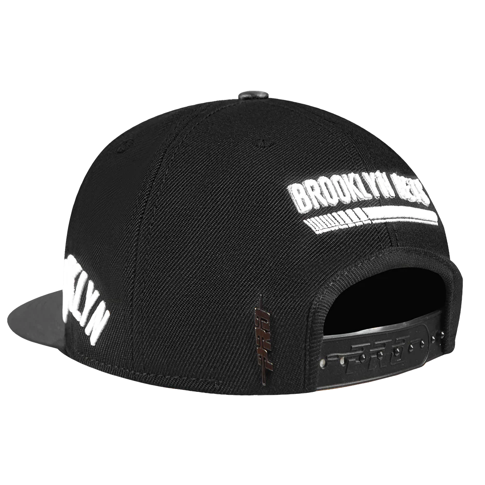 NBA BROOKLYN NETS FAST LANE WOOL SNAPBACK HAT (BLACK) - Image 3