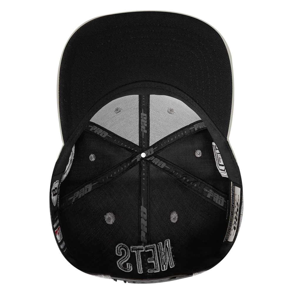 NBA BROOKLYN NETS OLD ENGLISH UNISEX 6 PANEL SNAPBACK HAT (BLACK) - Image 6