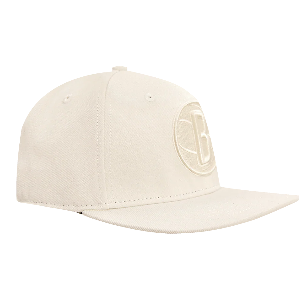 NBA BROOKLYN NETS NEUTRAL WOOL UNISEX SNAPBACK HAT (EGGSHELL) - Image 2