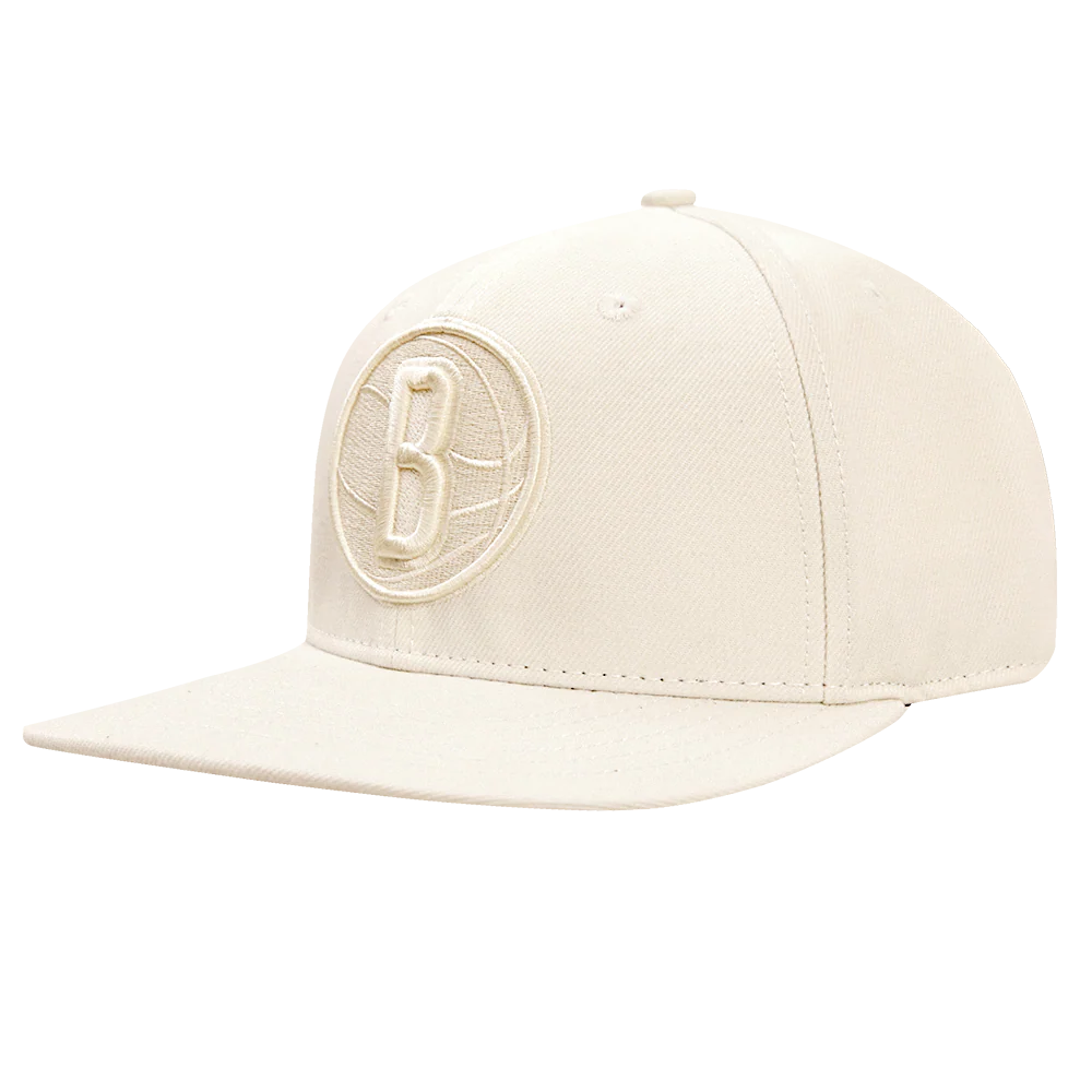 NBA BROOKLYN NETS NEUTRAL WOOL UNISEX SNAPBACK HAT (EGGSHELL) - Image 3