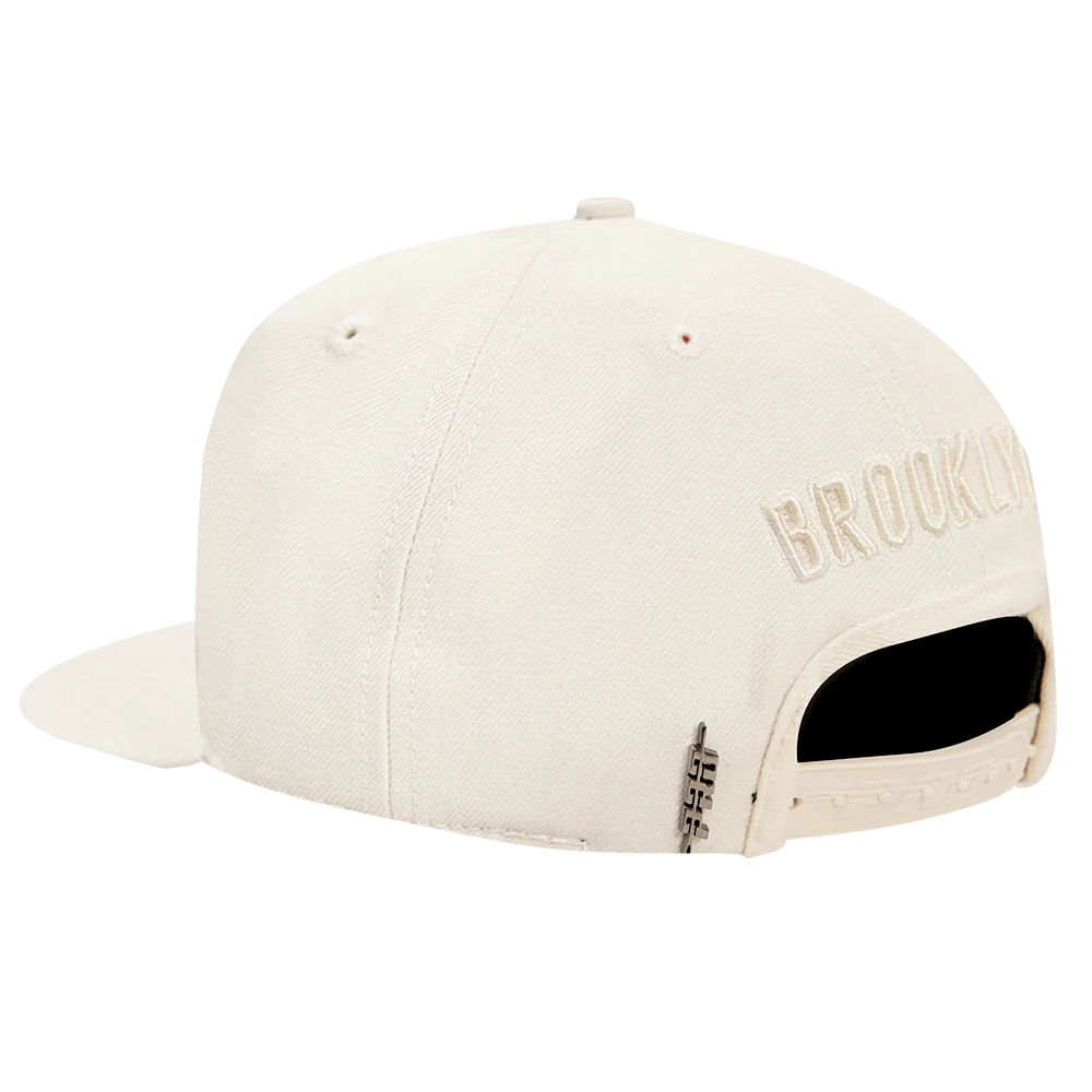 NBA BROOKLYN NETS NEUTRAL WOOL UNISEX SNAPBACK HAT (EGGSHELL) - Image 4