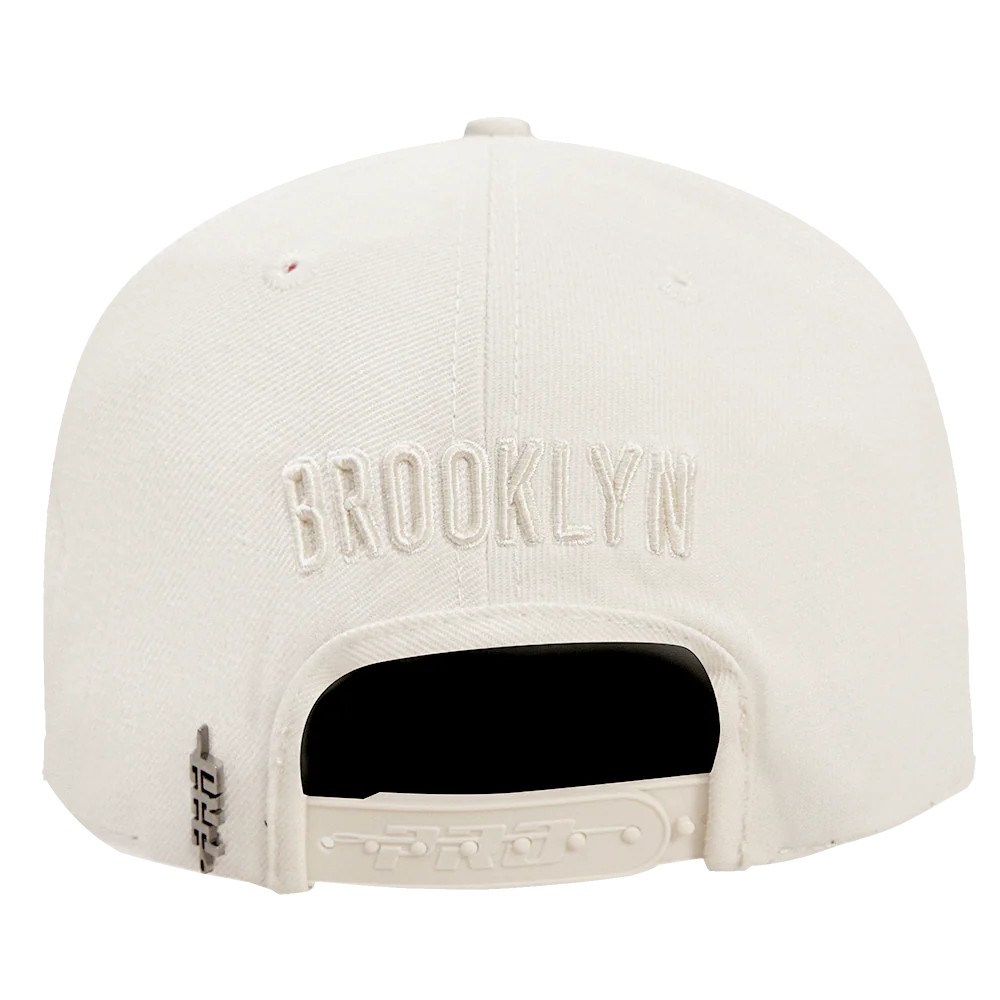 NBA BROOKLYN NETS NEUTRAL WOOL UNISEX SNAPBACK HAT (EGGSHELL) - Image 5