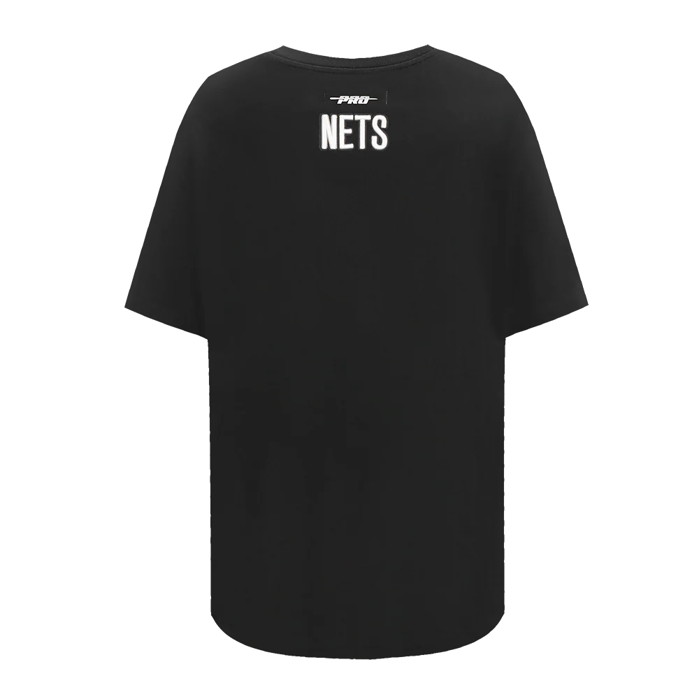 NBA BROOKLYN NETS SCRIPT TAIL WOMEN'S BOYFRIEND TEE (BLACK) - Image 3