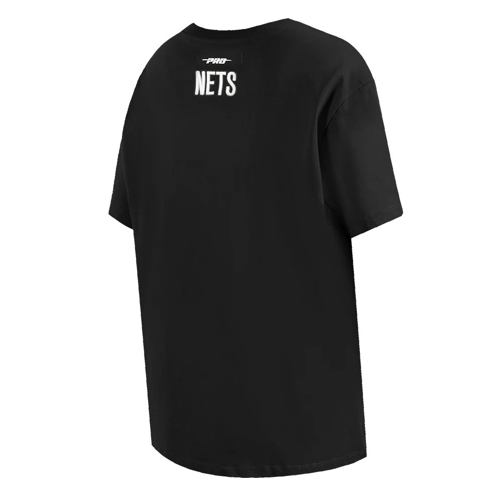 NBA BROOKLYN NETS SCRIPT TAIL WOMEN'S BOYFRIEND TEE (BLACK) - Image 4