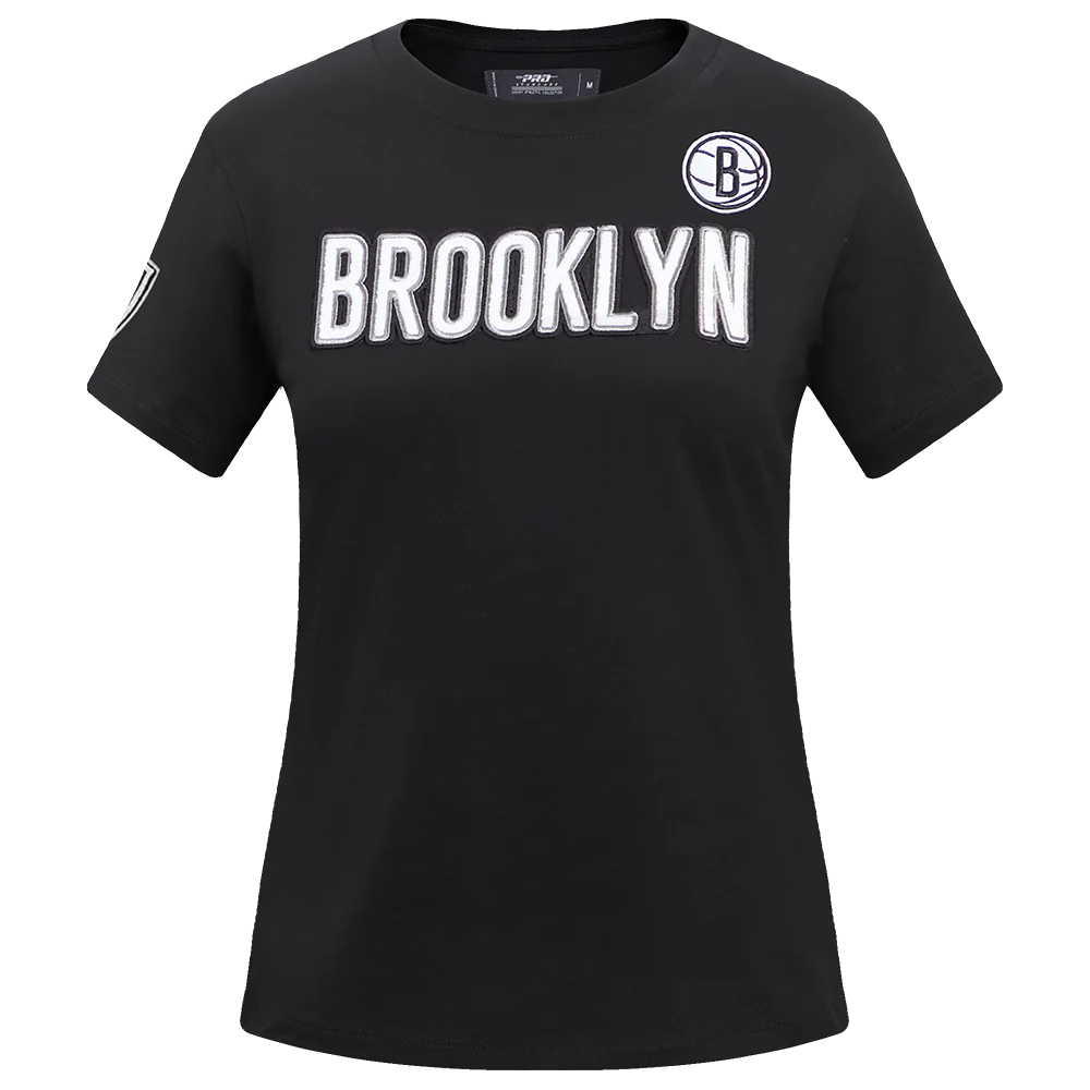 NBA BROOKLYN NETS CLASSIC SHORT SLEEVE WOMEN'S SLIM FIT TEE (BLACK) - Image 3
