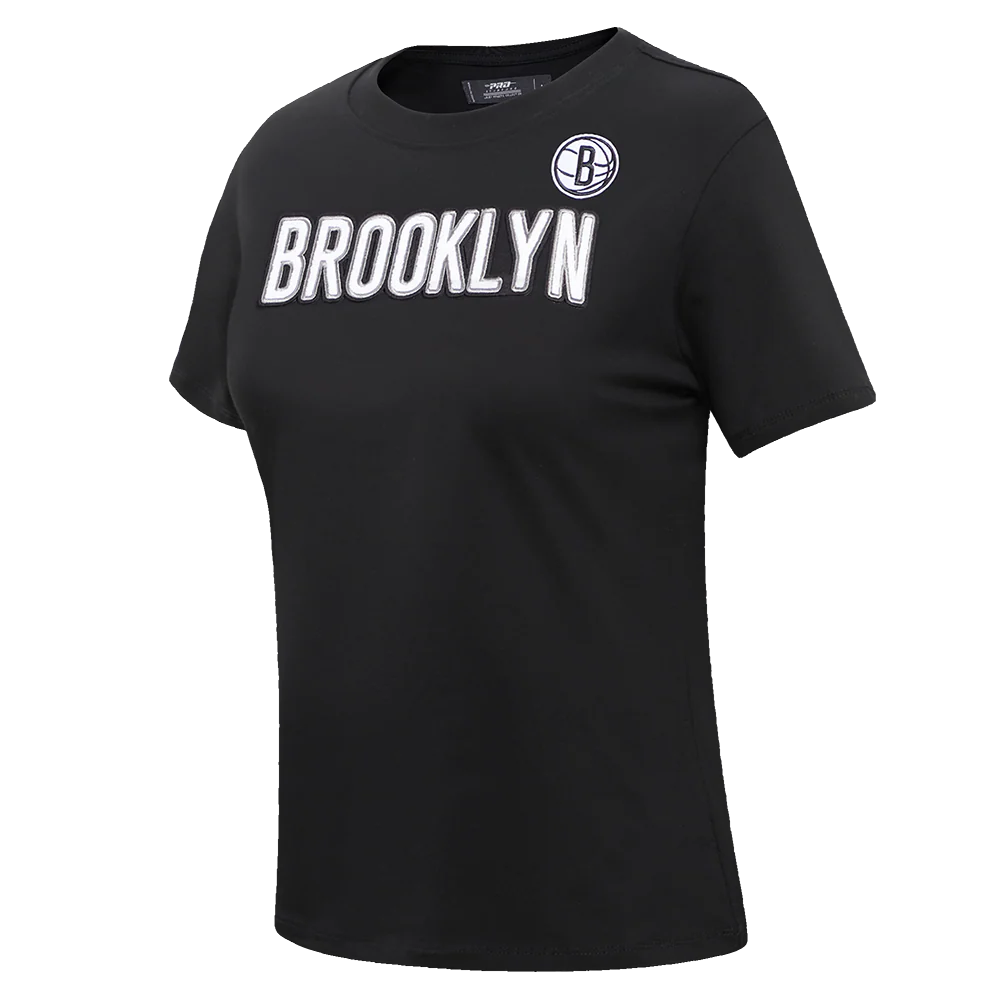 NBA BROOKLYN NETS CLASSIC SHORT SLEEVE WOMEN'S SLIM FIT TEE (BLACK) - Image 4