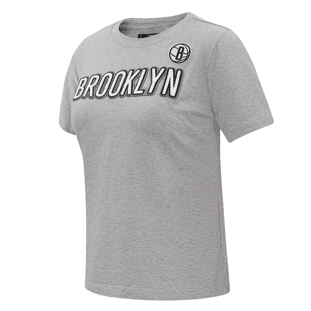 NBA BROOKLYN NETS CLASSIC SHORT SLEEVE WOMEN'S SLIM FIT TEE (HEATHER GREY) - Image 4