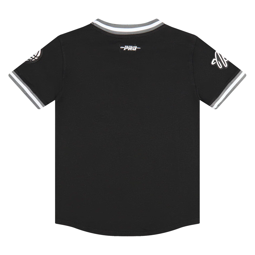 NBA BROOKLYN NETS CLASSIC BIG BOYS SHORT SLEEVE STRIPED RIB TEE (BLACK/GRAY) - Image 2