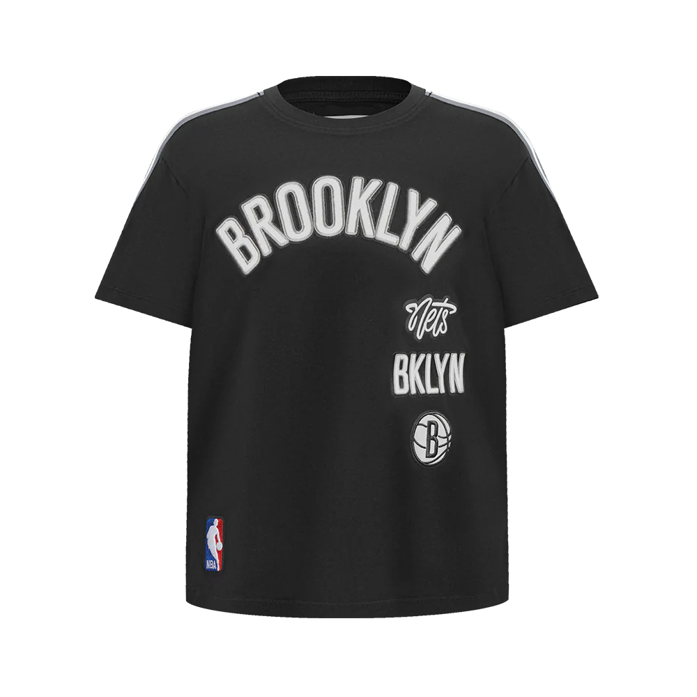 NBA BROOKLYN NETS RETRO CLASSIC SINGLE JERSEY BIG BOYS SINGLE JERSEY TAPING TEE (BLACK/GRAY)
