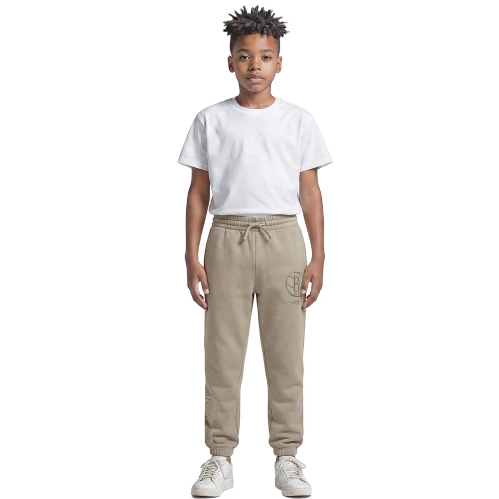 NBA BROOKLYN NETS NEUTRAL BIG BOYS FLC SWEATPANT (TAUPE) - Image 3