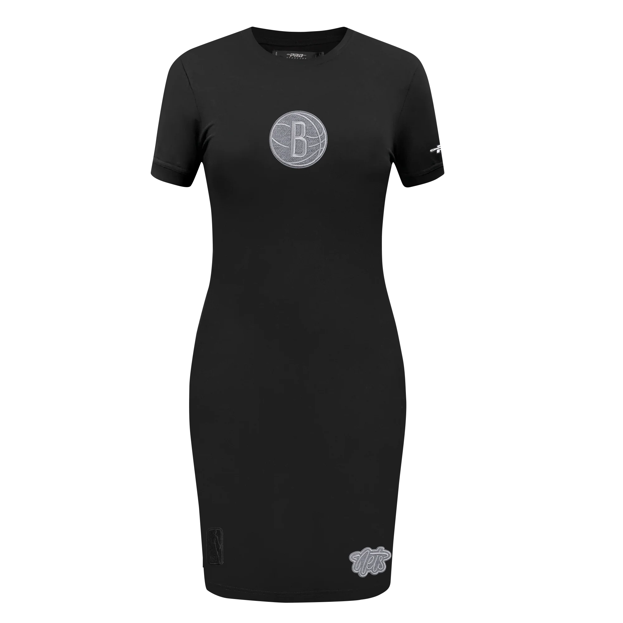 NBA BROOKLYN NETS REVERSE FRENCH TERRY WOMEN'S BODYCON DRESS (BLACK)