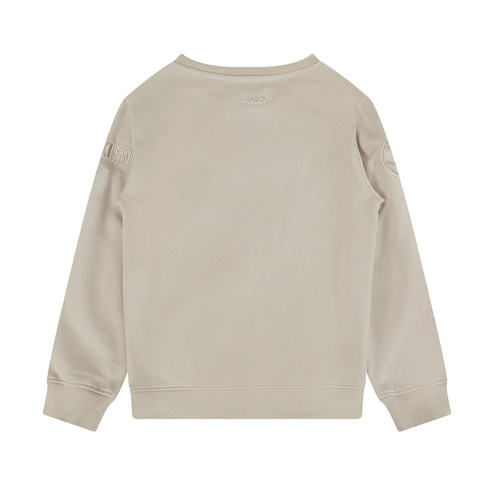 NBA BROOKLYN NETS NEUTRAL BIG BOYS FLEECE CREWNECK (TAUPE) - Image 4