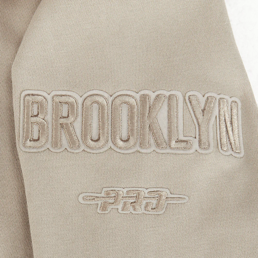 NBA BROOKLYN NETS NEUTRAL BIG BOYS FLEECE CREWNECK (TAUPE) - Image 5