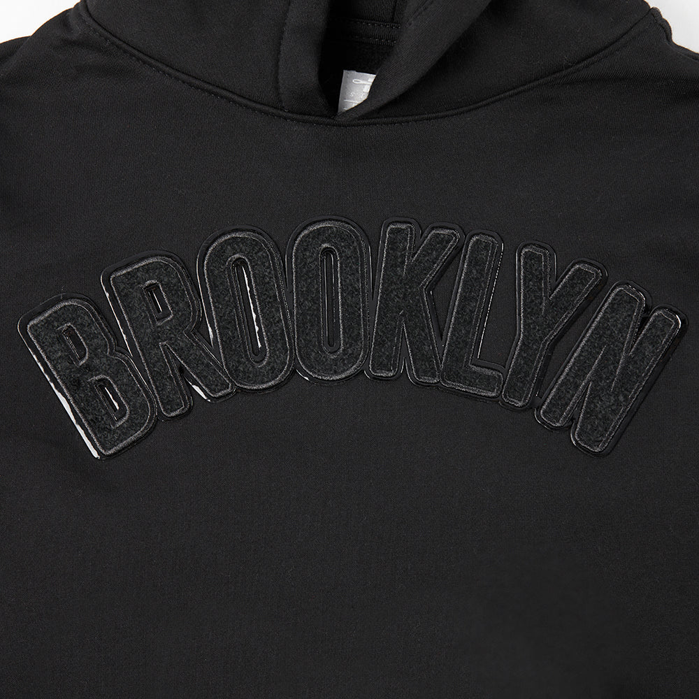 NBA BROOKLYN NETS TRIPLE BLACK BIG BOYS FLEECE PULLOVER HOODIE (BLACK) - Image 5
