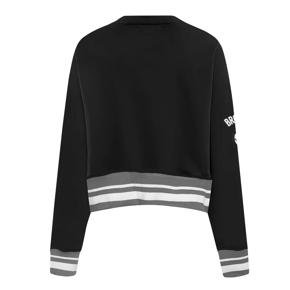 NBA BROOKLYN NETS MASHUP WOMEN'S RIB CREWNECK (BLACK/GRAY) - Image 3