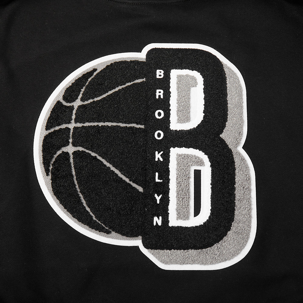 NBA BROOKLYN NETS MASHUP WOMEN'S RIB CREWNECK (BLACK/GRAY) - Image 5
