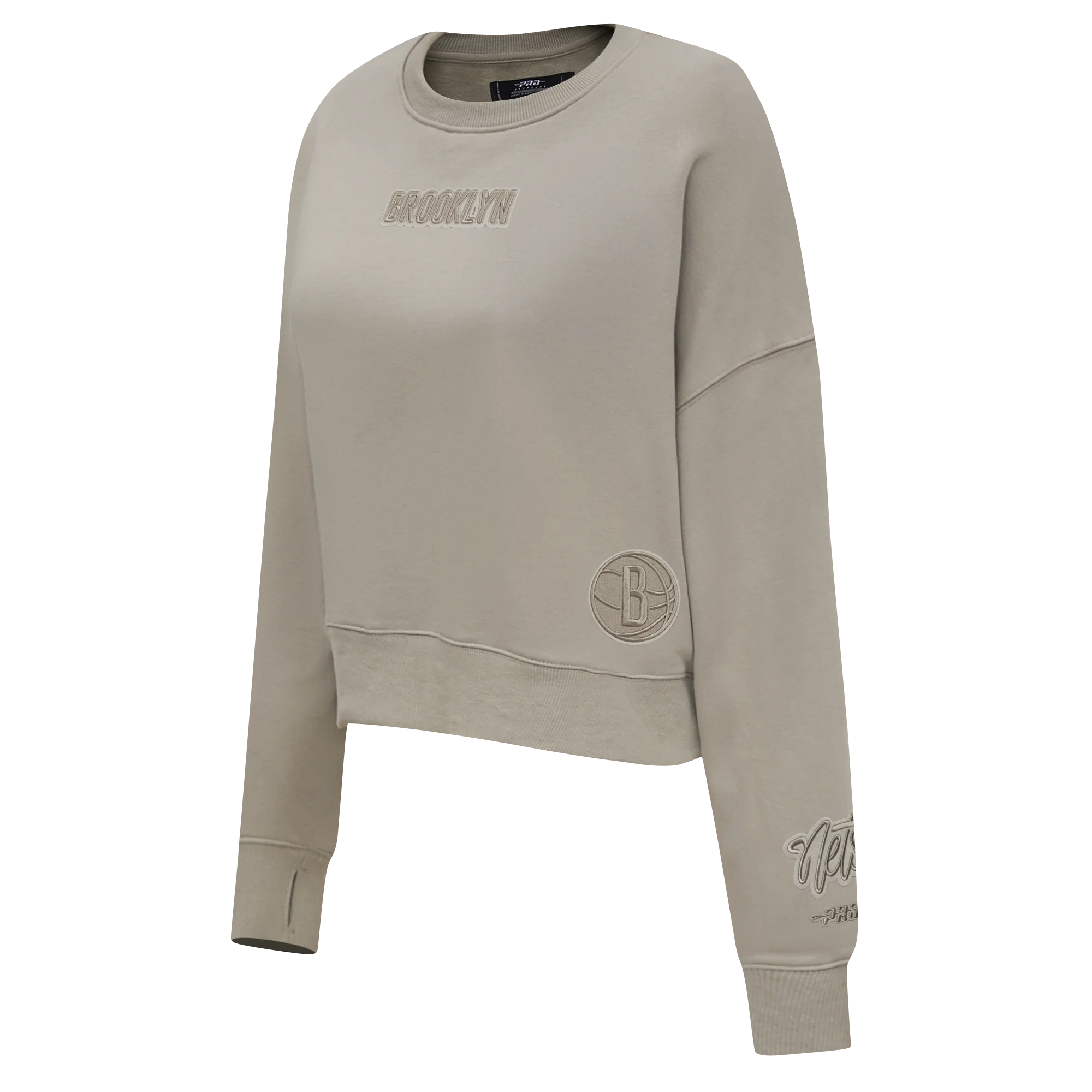 NBA BROOKLYN NETS WINGSPAN WOMEN'S FLEECE CREWNECK (TAUPE) - Image 6
