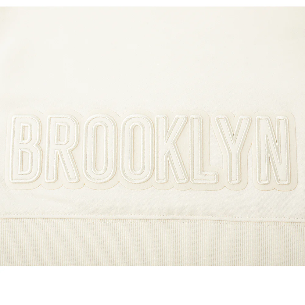 NBA BROOKLYN NETS NEUTRAL WOMEN'S FLC CROPPED PO HOODIE (EGGSHELL) - Image 5