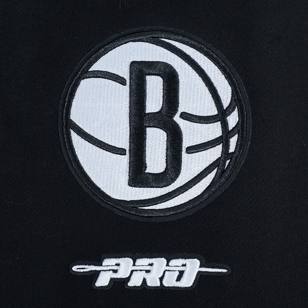 NBA BROOKLYN NETS CITY EDITION 25-26 WOMEN'S RIB FLC CROPPED PO HOODIE (BLACK) - Image 6