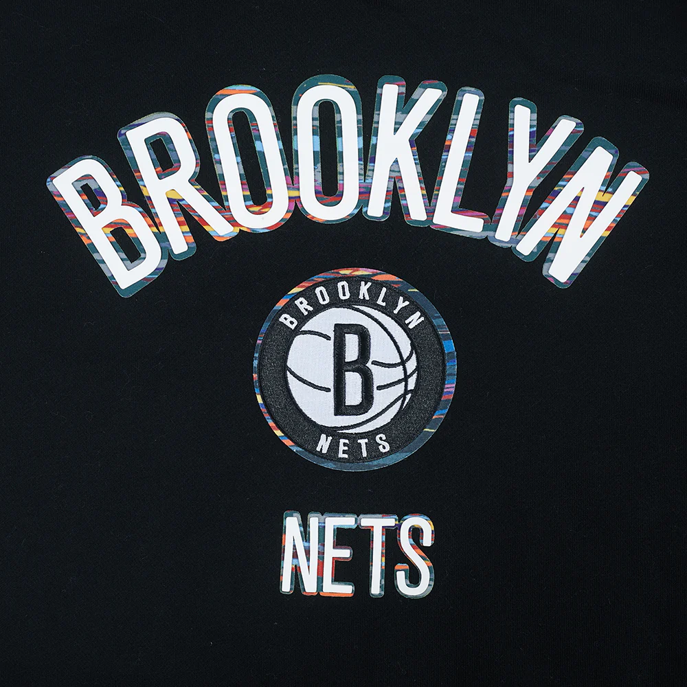 NBA BROOKLYN NETS CITY EDITION 25-26 WOMEN'S RIB FLC CROPPED PO HOODIE (BLACK) - Image 8