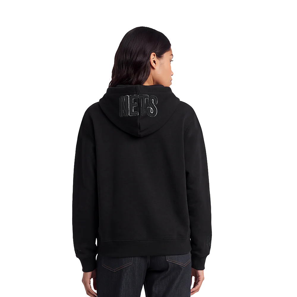 NBA BROOKLYN NETS TRIPLE BLACK WOMEN'S PULLOVER HOODIE (TRIPLE BLACK) - Image 2