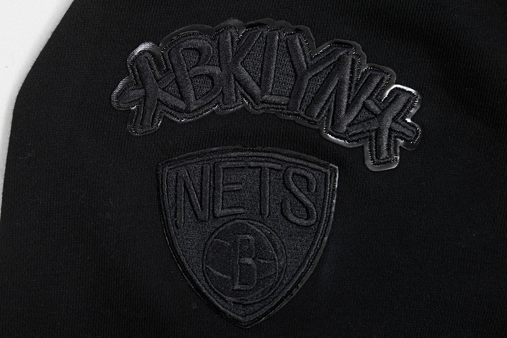 NBA BROOKLYN NETS TRIPLE BLACK WOMEN'S CROPPED PULLOVER HOODIE (TRIPLE BLACK) - Image 9