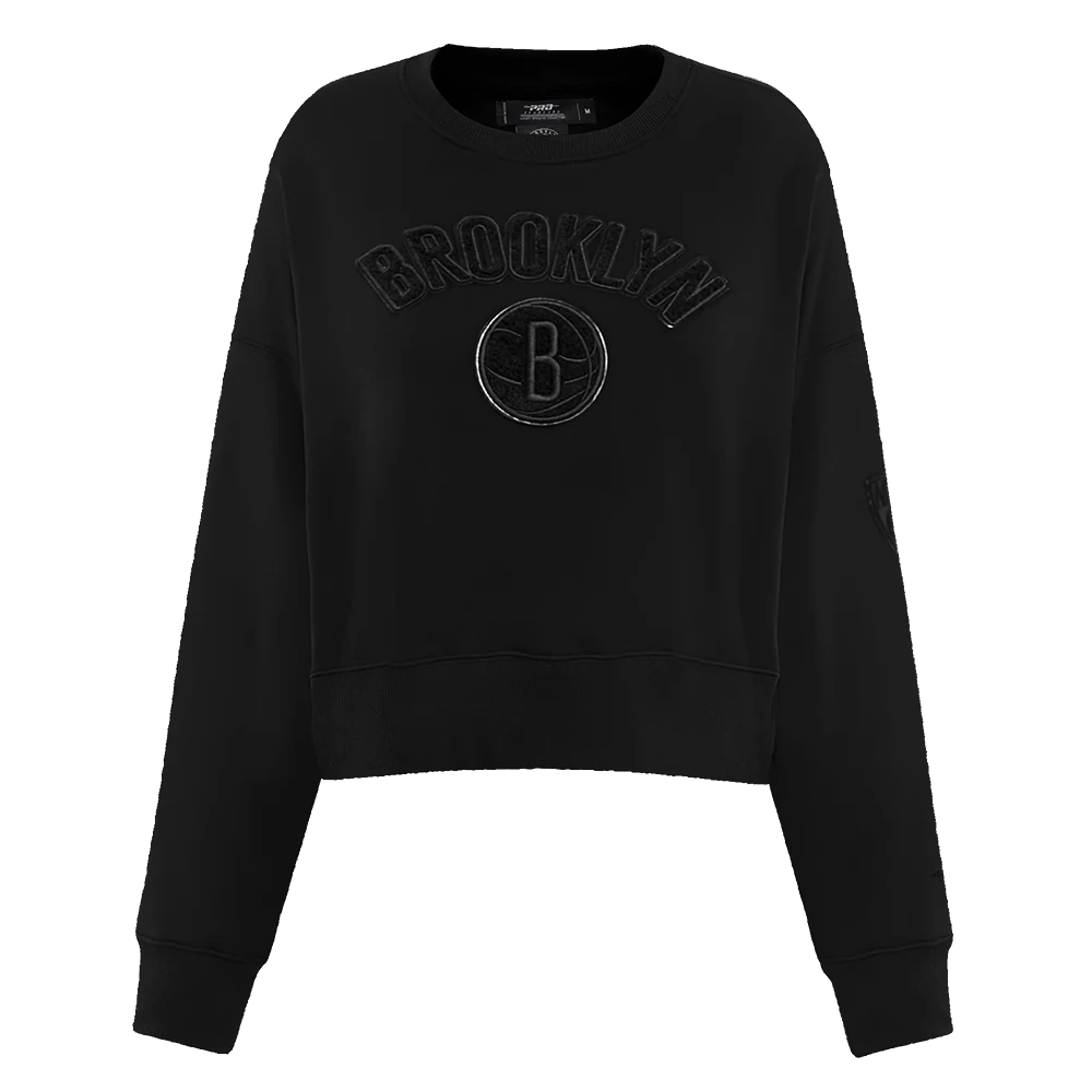 NBA BROOKLYN NETS TRIPLE BLACK WOMEN'S CREWNECK (TRIPLE BLACK) - Image 3